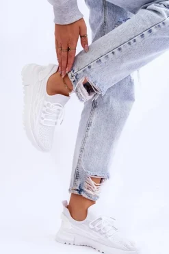 Boto Sneakersy Damskie*Damskie Wsuwane Buty Sportowe Sneakersy Białe Rosett