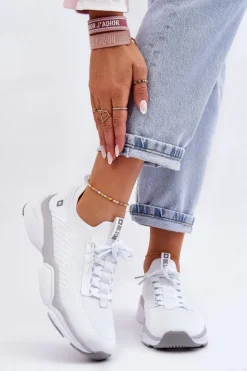 Big Star Shoes Damskie Wsuwane Buty Sportowe Memory Foam System Big Star LL274A142 Białe