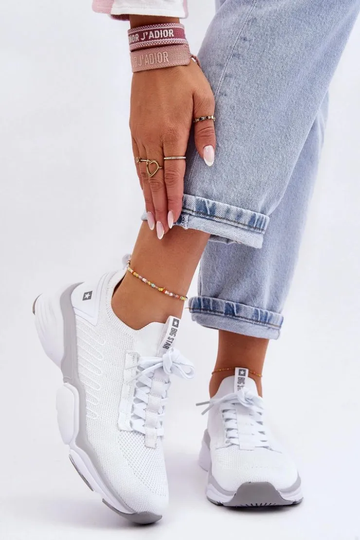 Big Star Shoes Damskie Wsuwane Buty Sportowe Memory Foam System Big Star LL274A142 Białe