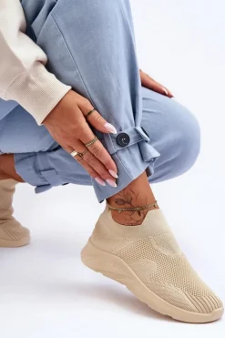 Boto Buty Sportowe Na Platformie|Sneakersy Damskie*Damskie Wsuwane Buty Sportowe Beżowe Claris