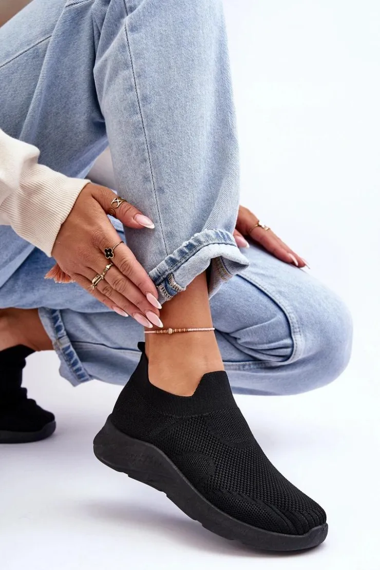 Boto Buty Sportowe Na Platformie|Sneakersy Damskie*Damskie Wsuwane Buty Sportowe Czarne Claris