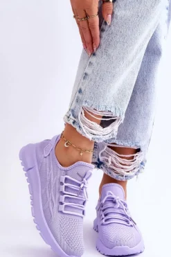 Damskie Boto Damskie Wsuwane Buty Sportowe Sneakersy Fioletowe Rosett