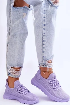 Damskie Boto Damskie Wsuwane Buty Sportowe Sneakersy Fioletowe Rosett