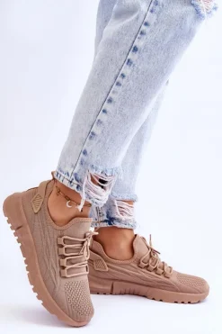 Boto Sneakersy Damskie*Damskie Wsuwane Buty Sportowe Sneakersy Ciemnobeżowe Rosett