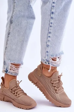 Boto Sneakersy Damskie*Damskie Wsuwane Buty Sportowe Sneakersy Ciemnobeżowe Rosett