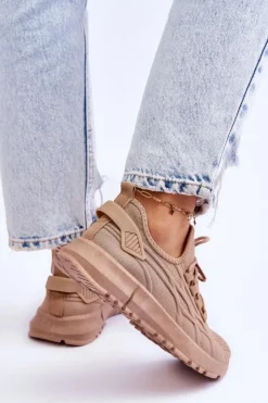 Boto Sneakersy Damskie*Damskie Wsuwane Buty Sportowe Sneakersy Ciemnobeżowe Rosett