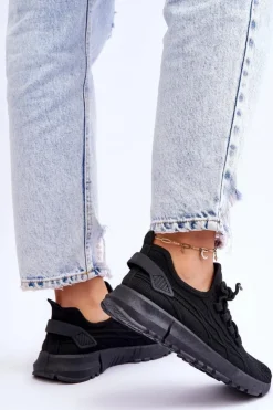 Damskie Boto Damskie Wsuwane Buty Sportowe Sneakersy Czarne Rosett
