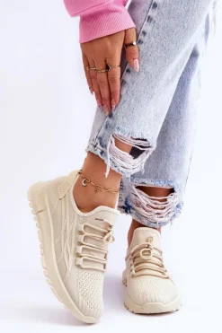 Discount Boto Damskie Wsuwane Buty Sportowe Sneakersy Beżowe Rosett