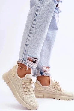 Discount Boto Damskie Wsuwane Buty Sportowe Sneakersy Beżowe Rosett