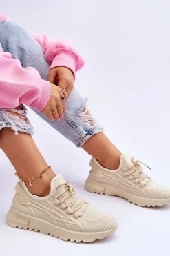 Discount Boto Damskie Wsuwane Buty Sportowe Sneakersy Beżowe Rosett