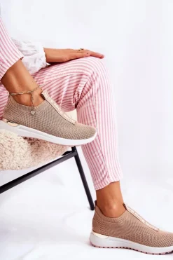 Boto Sneakersy Damskie*Damskie Wsuwane Buty Sportowe Beżowe Ardenza
