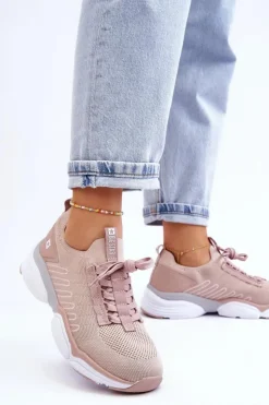 Big Star Shoes Buty Sportowe Big Star|Sneakersy Damskie*Damskie Wsuwane Buty Sportowe Memory Foam System Big Star LL274A141 Nude