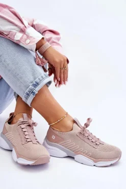 Big Star Shoes Buty Sportowe Big Star|Sneakersy Damskie*Damskie Wsuwane Buty Sportowe Memory Foam System Big Star LL274A141 Nude