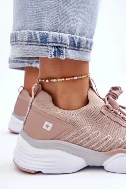 Big Star Shoes Buty Sportowe Big Star|Sneakersy Damskie*Damskie Wsuwane Buty Sportowe Memory Foam System Big Star LL274A141 Nude