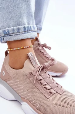 Big Star Shoes Buty Sportowe Big Star|Sneakersy Damskie*Damskie Wsuwane Buty Sportowe Memory Foam System Big Star LL274A141 Nude