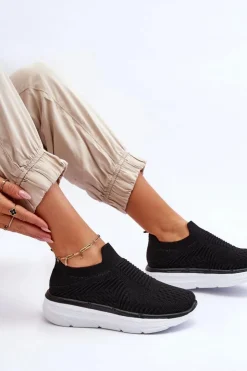 New Boto Damskie Wsuwane Buty Sportowe Czarne Ferive Czarny