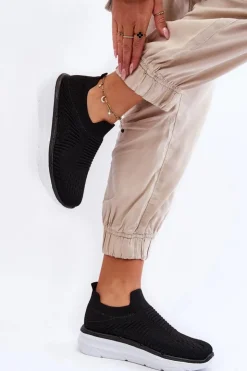 New Boto Damskie Wsuwane Buty Sportowe Czarne Ferive Czarny