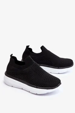 New Boto Damskie Wsuwane Buty Sportowe Czarne Ferive Czarny