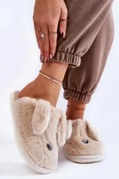 Damskie Boto Damskie Wsuwane Futrzane Papcie Beżowe Remmi