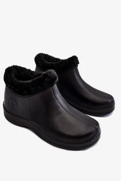 Damskie Boto Damskie Wsuwane Kalosze Ocieplane Czarne Izera