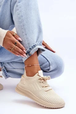 Damskie Boto Damskie Wsuwane Materiałowe Buty Sportowe Beżowe Zauna