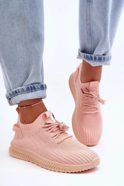 Damskie Boto Damskie Wsuwane Materiałowe Buty Sportowe Różowe Zauna