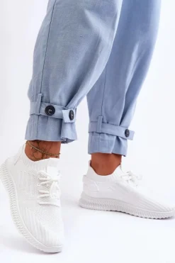 Damskie Boto Damskie Wsuwane Materiałowe Buty Sportowe Białe Zauna