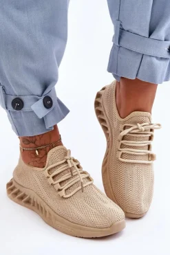 Damskie Boto Damskie Wsuwane Materiałowe Sneakersy Beżowe Venett