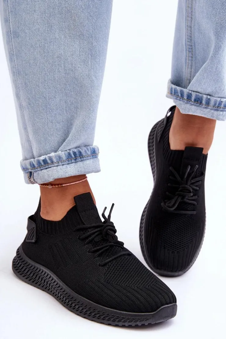 Boto Buty Sportowe Na Platformie|Sneakersy Damskie*Damskie Wsuwane Materiałowe Buty Sportowe Czarne Zauna