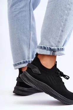 Boto Buty Sportowe Na Platformie|Sneakersy Damskie*Damskie Wsuwane Materiałowe Buty Sportowe Czarne Zauna