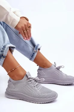 Damskie Boto Damskie Wsuwane Materiałowe Buty Sportowe Szare Zauna
