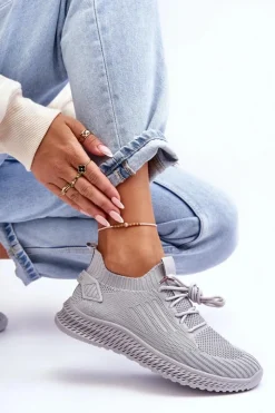 Damskie Boto Damskie Wsuwane Materiałowe Buty Sportowe Szare Zauna