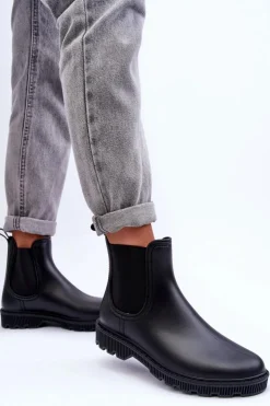 Hot Boto Damskie Wsuwane Matowe Kalosze Czarne Helinca