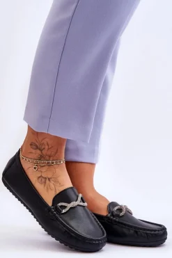 Damskie Boto Damskie Wsuwane Mokasyny Z Błyszczącą Ozdobą Czarne This Moment