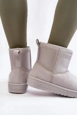 Clearance Big Star Shoes Damskie Wsuwane Śniegowce Big Star KK274613 Szare