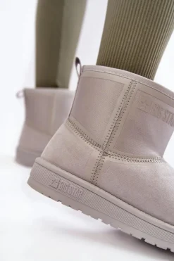 Clearance Big Star Shoes Damskie Wsuwane Śniegowce Big Star KK274613 Szare
