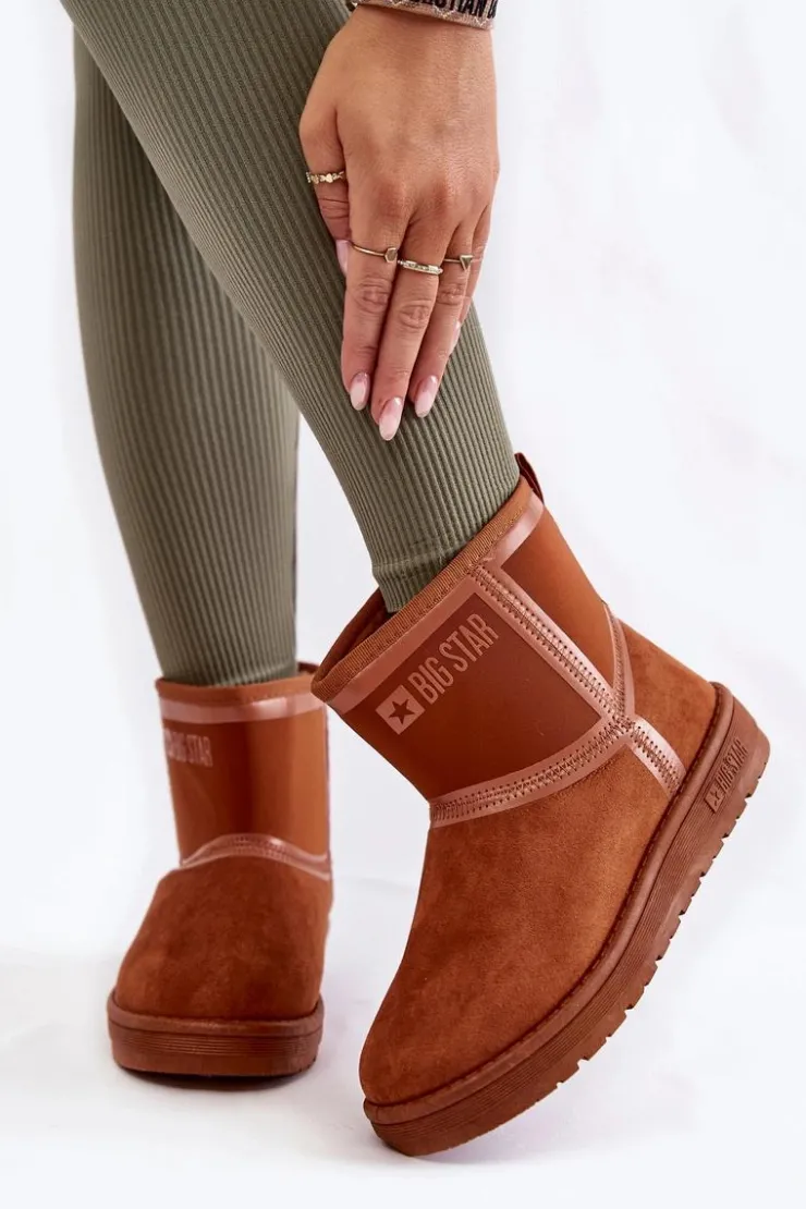 Big Star Shoes Śniegowce Damskie*Damskie Wsuwane Śniegowce Big Star KK274612 Brązowe