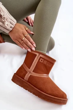 Big Star Shoes Śniegowce Damskie*Damskie Wsuwane Śniegowce Big Star KK274612 Brązowe