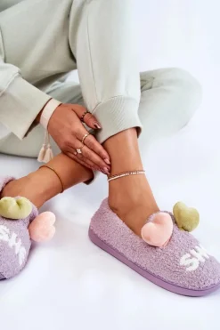 Damskie Boto Damskie Wsuwane Papcie Z Sercami Fioletowe Alasca