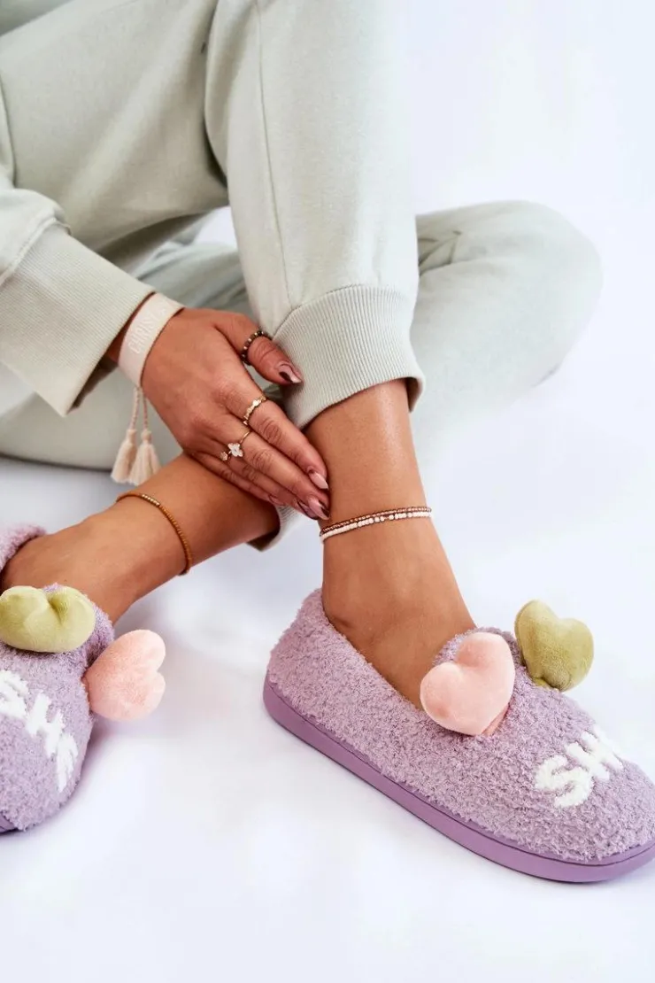 Damskie Boto Damskie Wsuwane Papcie Z Sercami Fioletowe Alasca