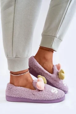 Damskie Boto Damskie Wsuwane Papcie Z Sercami Fioletowe Alasca