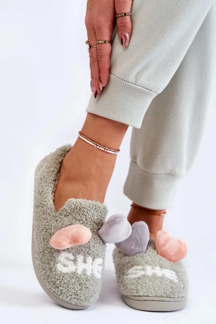 Online Boto Damskie Wsuwane Papcie Z Sercami Zielone Alasca