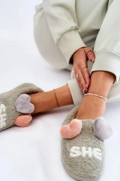 Online Boto Damskie Wsuwane Papcie Z Sercami Zielone Alasca