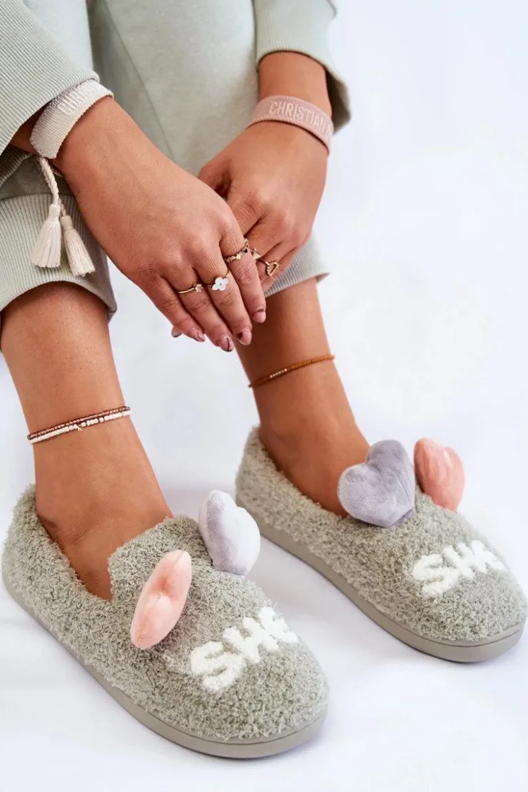 Online Boto Damskie Wsuwane Papcie Z Sercami Zielone Alasca