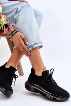 Damskie GOE Damskie Wsuwane Skarpetkowe Buty JJ2N4080 Czarne