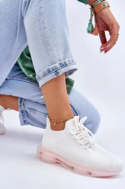 GOE Buty Sportowe Na Platformie|Sneakersy Damskie*Damskie Wsuwane Skarpetkowe Buty JJ2N4079 Białe