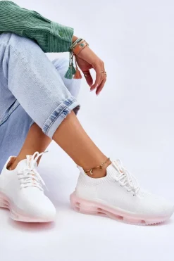 GOE Buty Sportowe Na Platformie|Sneakersy Damskie*Damskie Wsuwane Skarpetkowe Buty JJ2N4079 Białe