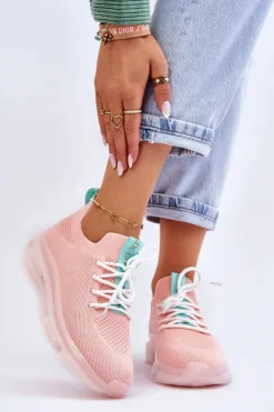 Sale GOE Damskie Wsuwane Skarpetkowe Buty JJ2N4081 Jasnoróżowe