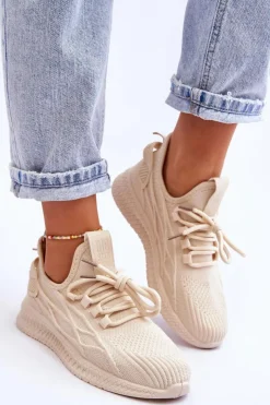 Damskie Big Star Shoes Damskie Wsuwane Sneakersy Big Star LL274714 Beżowe