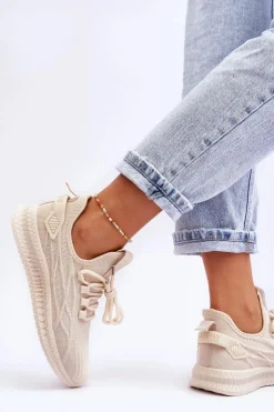 Damskie Big Star Shoes Damskie Wsuwane Sneakersy Big Star LL274714 Beżowe